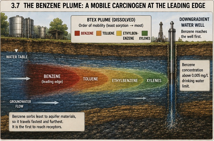 The Benzene Plume: A Mobile Carcinogen at the Leading Edge