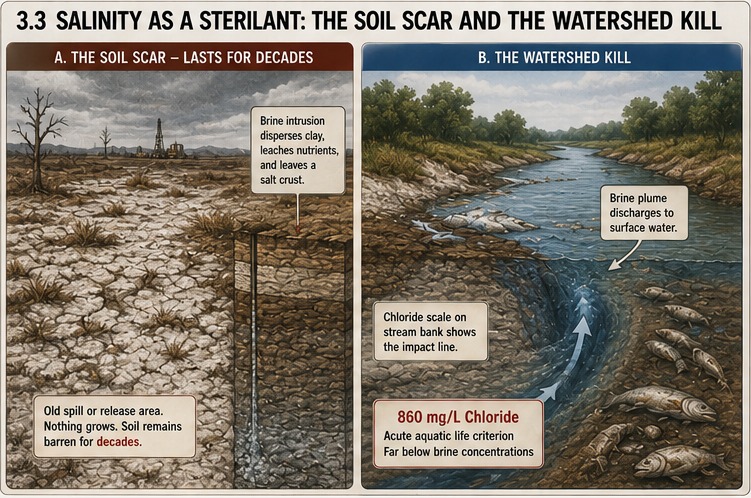 Salinity as a Sterilant: The Soil Scar and the Watershed Kill