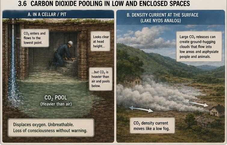 Carbon Dioxide Pooling in Low and Enclosed Spaces