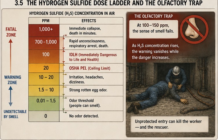 The Hydrogen Sulfide Dose Ladder and the Olfactory Trap