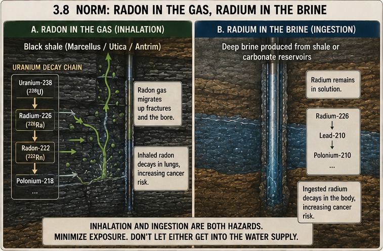 Naturally Occurring Radioactive Material: Radon in the Gas, Radium in the Brine
